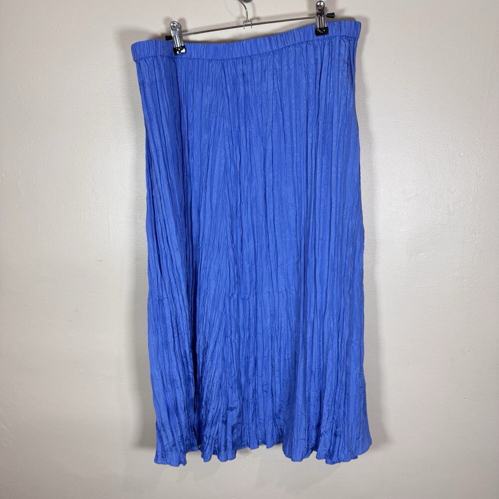 Eileen Fisher Womens Midi Skirt 100% Silk Crushed Blue Lagenlook Classic Chic - Picture 7 of 10